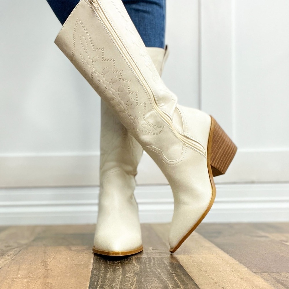 Corkys Cream Heeled Western Boots